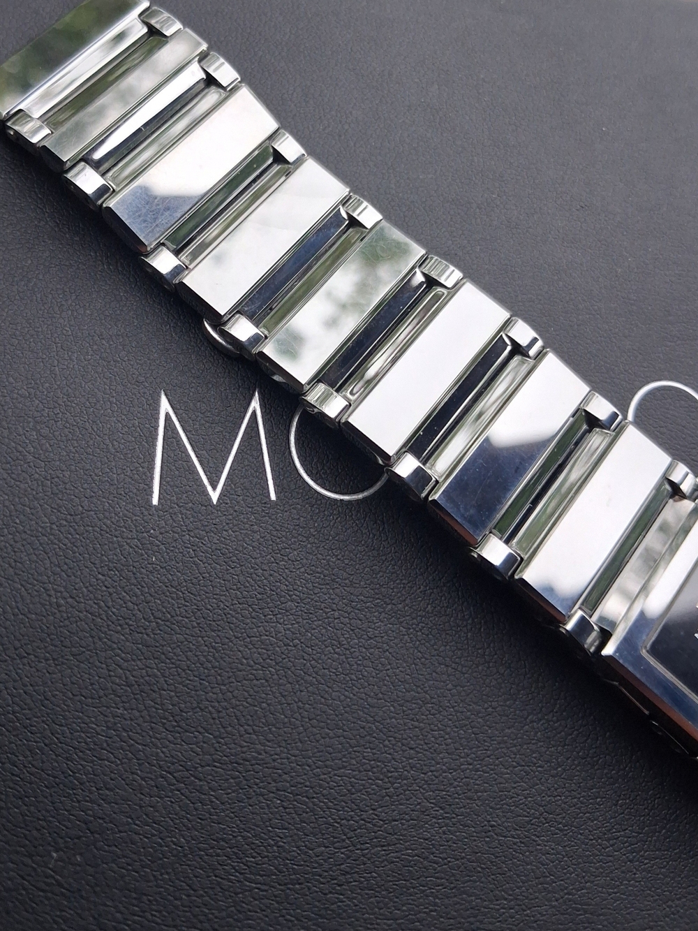 Movado Men's Stainless Steel Rectangular Bracelet Watch - Black Dial - Picture 6 of 13